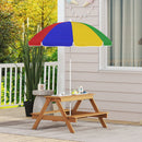 AIYAPLAY Wooden Kids Picnic Table, Sand and Water Table w/ Benches, Parasol
