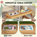 AIYAPLAY Wooden Kids Picnic Table, Sand and Water Table w/ Benches, Parasol