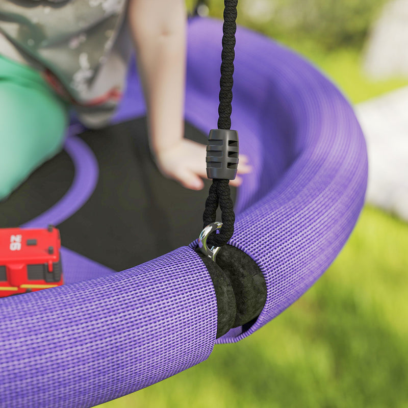 AIYAPLAY Nest Swing Seat, 100 cm Saucer Tree Swing Set for Kids, Purple