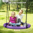 AIYAPLAY Nest Swing Seat, 100 cm Saucer Tree Swing Set for Kids, Purple