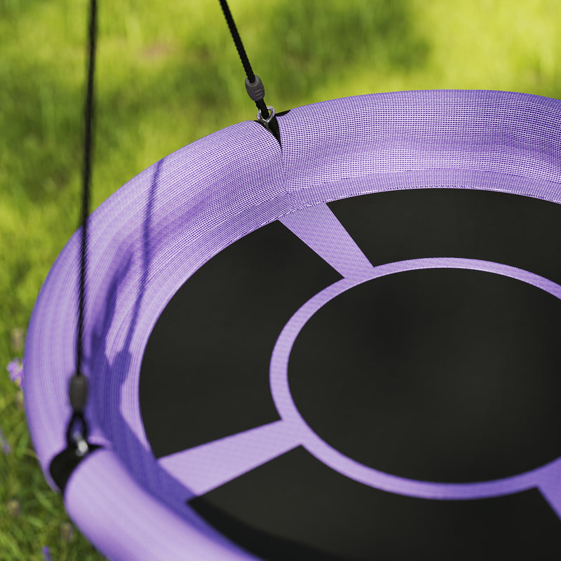 AIYAPLAY Nest Swing Seat, 100 cm Saucer Tree Swing Set for Kids, Purple