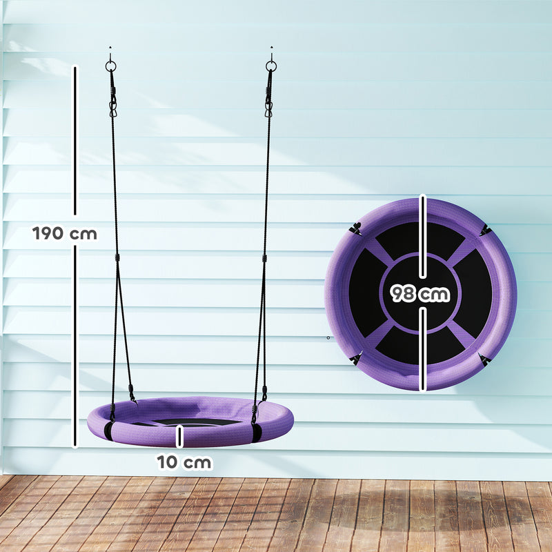 AIYAPLAY Nest Swing Seat, 100 cm Saucer Tree Swing Set for Kids, Purple
