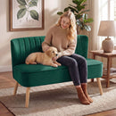 HOMCOM 46" Loveseat Sofa 2 Seater Sofa with Padded Seat, Dark Green