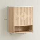 HOMCOM Bathroom Wall Cabinet with Adjustable Shelf and Open Shelf, Oak