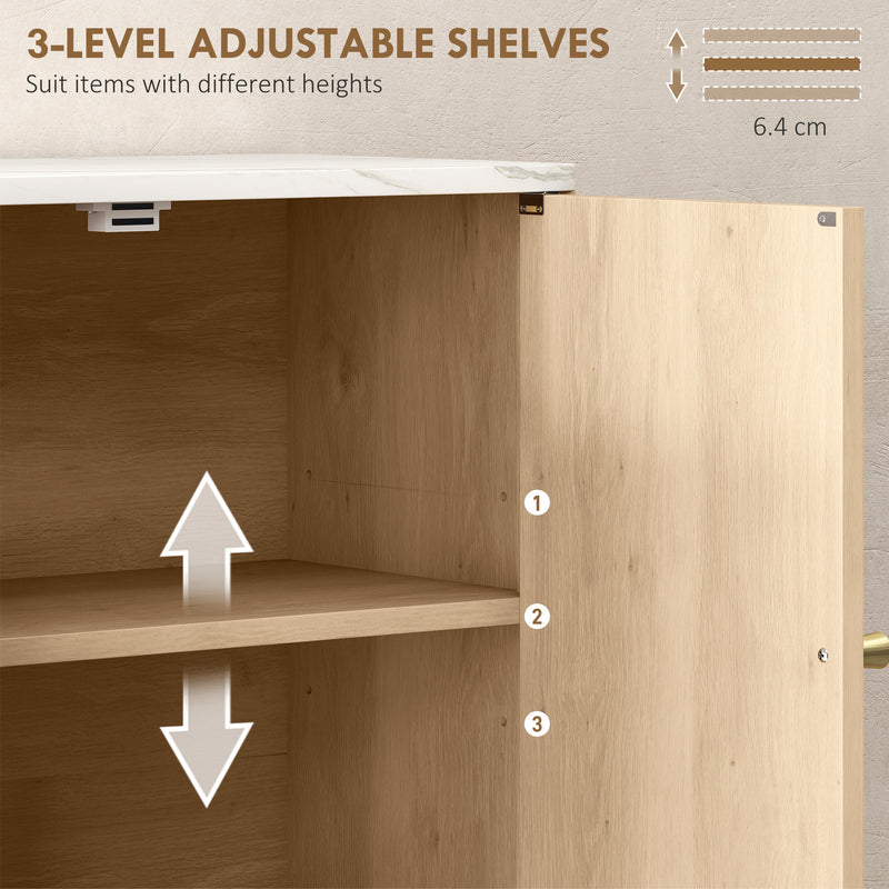 HOMCOM Bathroom Wall Cabinet with Adjustable Shelf and Open Shelf, Oak