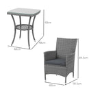 Outsunny  Rattan Bistro set 3pc - Grey