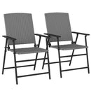 Outsunny 4pcs Rattan Chair Foldable Garden Furniture W/ Armrest Grey