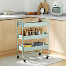 HOMCOM 3-Tier Storage Trolley, Storage Cart With Mesh Backets, Wheels
