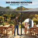 Outsunny 3 X 3 M Garden Cantilever Parasol W/ Light, Cover, Wind Protection