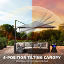 Outsunny 3 X 3 M Garden Cantilever Parasol W/ Light, Cover, Wind Protection