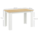 HOMCOM Dining Table For 4-6 People, Wood Effect Tabletop, Oak & White