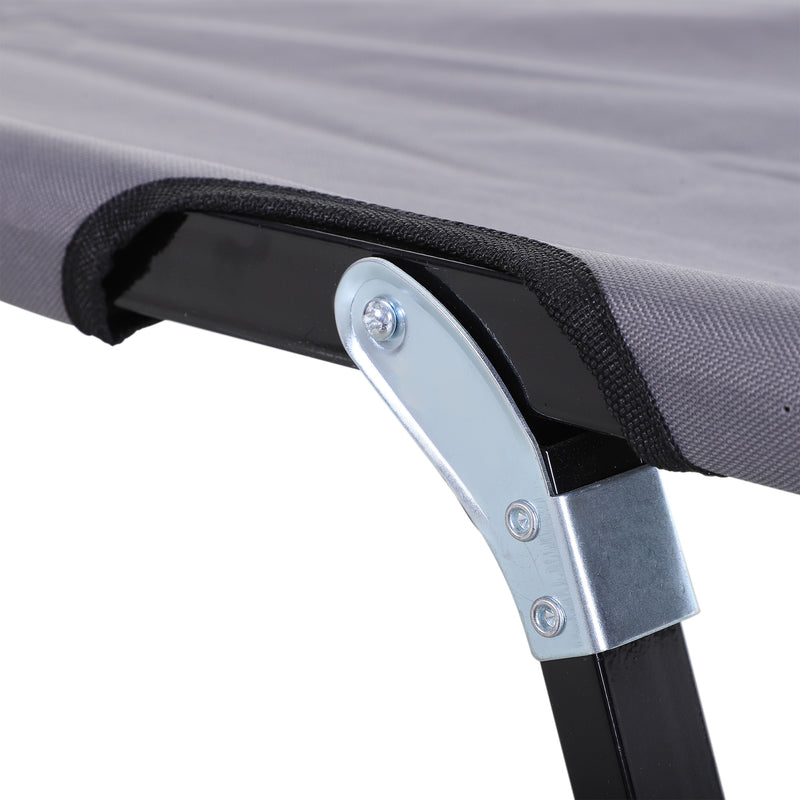 Outsunny Double Camping Folding Cot Outdoor Portable Sunbed, Grey