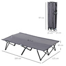 Outsunny Double Camping Folding Cot Outdoor Portable Sunbed, Grey