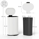 HOMCOM Slim Rectangular Pedal Bin With Soft-Close Lid, 30L Kitchen Bin Cream