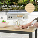 Outsunny Garden Dining Table for 6 People with Slatted Table Top Metal Frame