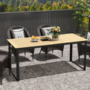 Outsunny Garden Dining Table for 6 People with Slatted Table Top Metal Frame