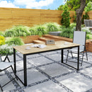 Outsunny Garden Dining Table for 6 People with Slatted Table Top Metal Frame