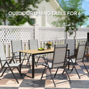 Outsunny Garden Dining Table for 6 People with Slatted Table Top Metal Frame