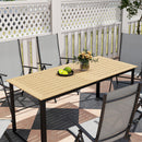 Outsunny Garden Dining Table for 6 People with Slatted Table Top Metal Frame