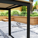 Outsunny Garden Dining Table for 6 People with Slatted Table Top Metal Frame