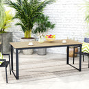 Outsunny Garden Dining Table for 6 People with Slatted Table Top Metal Frame