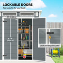 Outsunny 6 X 6 Ft Plastic Garden Shed With Floor, Lockable Doors, Grey