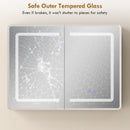 HOMCOM 60 x 80 cm LED Bathroom Mirror Cabinet with Double-Sided Mirrors
