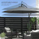 Outsunny 3(m) LED Patio Banana Umbrella Cantilever Parasol W/ Crank - Grey/Beige