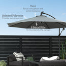 Outsunny 3(m) LED Patio Banana Umbrella Cantilever Parasol W/ Crank - Grey/Beige