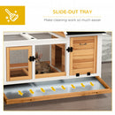 PawHut Wooden Rabbit Hutch, Small Animal House w/ Wheels, Removable Tray