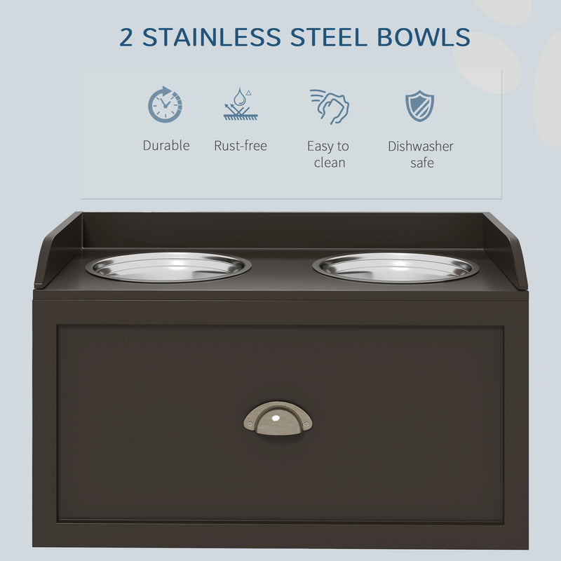 PawHut Stainless Steel Raised Dog Bowl w/ 21L Storage Drawer, for Large Dogs