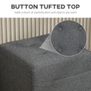 HOMCOM Small Footstool Square Ottoman With Padded Seat For Living Room Grey