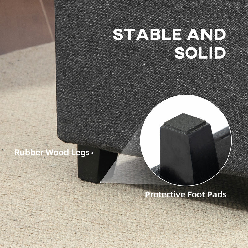 HOMCOM Small Footstool Square Ottoman with Padded Seat for Living Room Grey