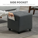 HOMCOM Small Footstool Square Ottoman With Padded Seat For Living Room Grey