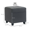 HOMCOM Small Footstool Square Ottoman With Padded Seat For Living Room Grey