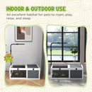 PawHut Tortoise House, Wooden Tortoise Table w/ Adjustable Lamp Holder - Grey