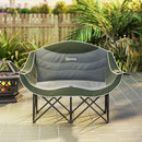 Outsunny Double Camping Chair For Adults With Armrests, Cup Holders - Green/Khaki