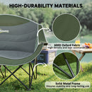 Outsunny Double Camping Chair For Adults With Armrests, Cup Holders - Green/Khaki