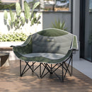 Outsunny Double Camping Chair For Adults With Armrests, Cup Holders - Green/Khaki
