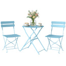 Outsunny Folding Bistro Set with Round Garden Table and Chairs, Light Blue