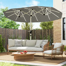 Outsunny 3 m Double-Sided Garden Parasol with Solar Lights, Grey