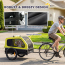 PawHut Dog Bike Trailer w/ Flip-Down Ramp Tailgate, Reflectors, Yellow
