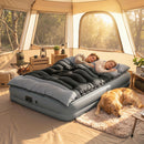 Outsunny Double Sleeping Bag With 2 Pillows, 220 X 160cm Sleeping Bag Grey