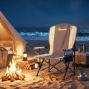 Outsunny Camping Chair Padded with Side Pocket Light Grey