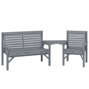 Outsunny Wood Garden Furniture Set w/ Parasol Hole, Detachable Table, Grey