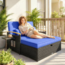 Outsunny Double Garden Rattan Daybed with Storage Ottoman, Brown