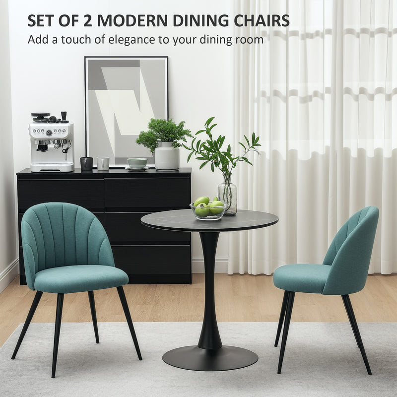 HOMCOM Set of 2 Dining Chairs with Shell Backrest and Padded Seat