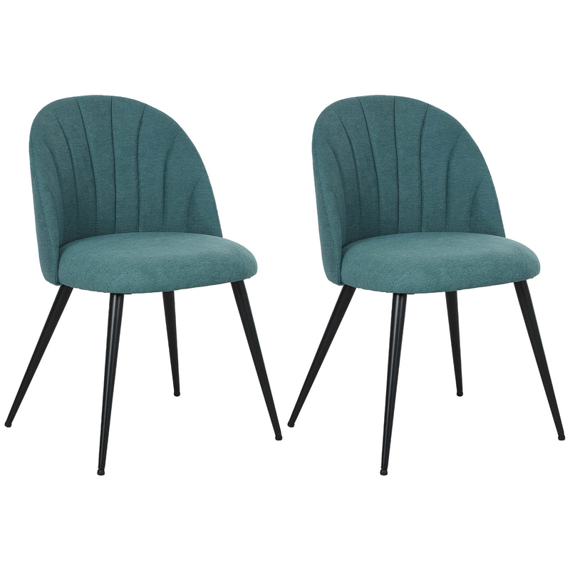 HOMCOM Set of 2 Dining Chairs with Shell Backrest and Padded Seat