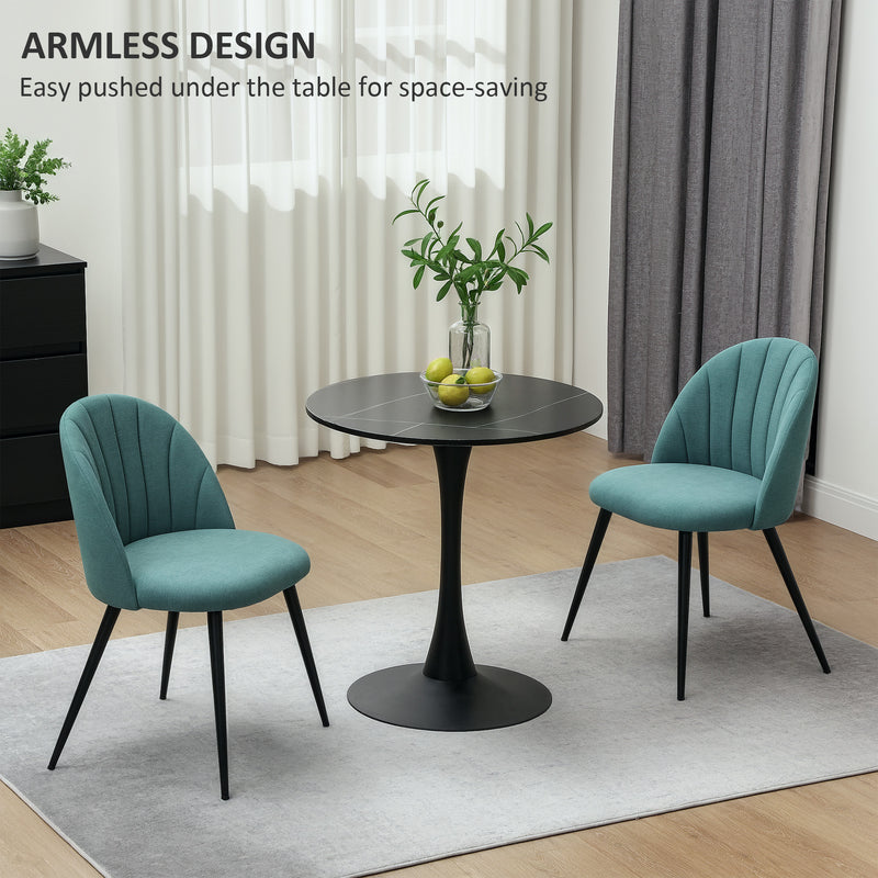 HOMCOM Set of 2 Dining Chairs with Shell Backrest and Padded Seat