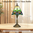 HOMCOM Handcrafted Stained Glass Bedside Lamp, Tiffany Style Table Lamp